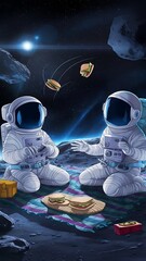 Watercolor space shuttle launch - Cartoon style character