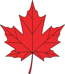 Naklejka premium Vibrant red maple leaf illustration symbolizing nature and autumn