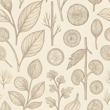 Botanical Glitch Frame Seamless Pattern