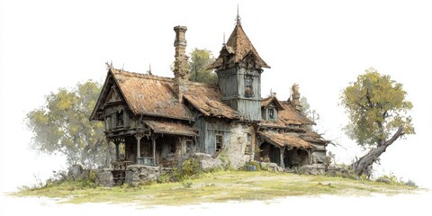 Weathered Stone House on a Hillside