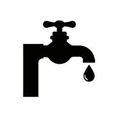 faucet, tap, water, plumbing, drip, leak, flow, icon, symbol, silhouette, black, illustration, vector, graphic, design, pipe, fixture, sink, bathroom, kitchen, utility, conserve, pressure, hygiene, cl