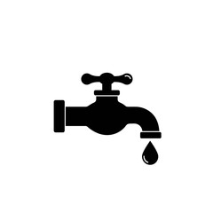 faucet, tap, water, plumbing, drip, leak, flow, icon, symbol, silhouette, black, illustration, vector, graphic, design, pipe, fixture, sink, bathroom, kitchen, utility, conserve, pressure, hygiene, cl