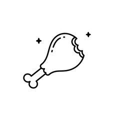 chicken, leg, icon, vector, drumstick, bitten, meat, food, outline, clipart, silhouette, BBQ, grilled, cooked, roasted, tasty, lunch, dinner, snack, delicious, bone, poultry, protein, cuisine, meal, j