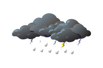 Dark storm clouds with lightning and rain