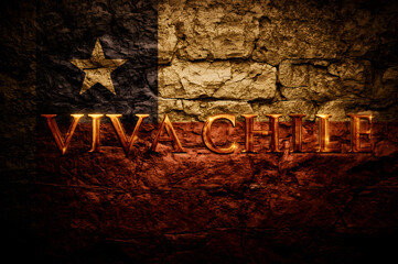 Viva Chile - Patriotic Glowing Text on Stone Wall