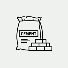 cement, bag, icon, vector, bricks, construction, material, building, industry, outline, graphic, clipart, symbol, design, structure, site, concrete, masonry, mix, sack, powder, tool, equipment, archit