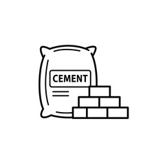 cement, bag, icon, vector, bricks, construction, material, building, industry, outline, graphic, clipart, symbol, design, structure, site, concrete, masonry, mix, sack, powder, tool, equipment, archit