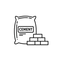 cement, bag, icon, vector, bricks, construction, material, building, industry, outline, graphic, clipart, symbol, design, structure, site, concrete, masonry, mix, sack, powder, tool, equipment, archit