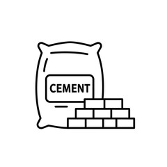 cement, bag, icon, vector, bricks, construction, material, building, industry, outline, graphic, clipart, symbol, design, structure, site, concrete, masonry, mix, sack, powder, tool, equipment, archit