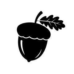acorn, silhouette, icon, black, oak, leaf, clipart, nature, symbol, logo, vector, graphic, autumn, fall, seed, nut, forest, tree, illustration, outline, minimalist, design, element, botanical, natural