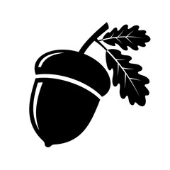 acorn, silhouette, icon, black, oak, leaf, clipart, nature, symbol, logo, vector, graphic, autumn, fall, seed, nut, forest, tree, illustration, outline, minimalist, design, element, botanical, natural