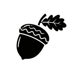 acorn, silhouette, icon, black, oak, leaf, clipart, nature, symbol, logo, vector, graphic, autumn, fall, seed, nut, forest, tree, illustration, outline, minimalist, design, element, botanical, natural