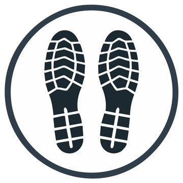 Stand Here Footprint Icon For Social Distancing Queue Line Floor Marker Symbol
