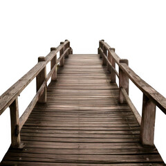 old wooden bridge isolated on white or transparent.