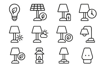 Smart nightlight lamp battery rechargeable icons sensor vector brightness icon mode