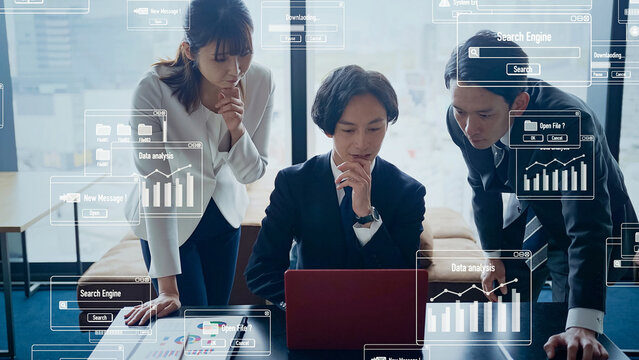 ビジネス、テクノロジー、DX、ソフトウェア、OS、ウィンドウ、ファイル、サーバ、データ、クラウド、ビジネスパーソン、ビジネスマン、日本人、チームワーク、エンジニア、会議、ミーティング、打ち合わせ、プログラミング、プログラマー、管理、プロンプト、プラットフォーム、ストレージ、システム、ネットワーク、オペレーション、企業、オフィス、バックオフィス、プロセス、グループ、未来、サイバー、開発、SaaS、A - Powered by Adobe