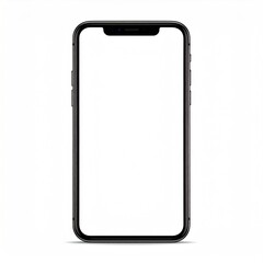 Sleek gray smartphone with a blank white screen, presented on a plain white background, casting a soft shadow