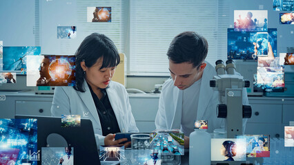 実験する科学者と研究開発イメージ