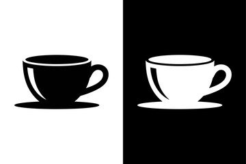 Coffee Cup Logo Icon. Black and White Paper Cup Silhouette Vector