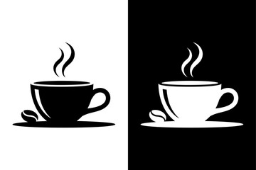Black and White Coffee Cup Icon. Simple Paper Cup Vector Design