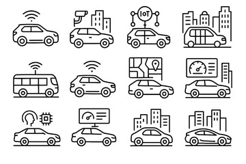 City mobility transport map digital smart public car vector icon guidance