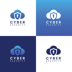 Cloud Cyber Security Logo Design with Shield and Keyhole Icon