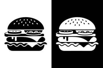 Flat Hamburger Vector Icon. Burger Menu Silhouette for Fast Food