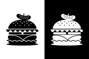 Fast Food Burger Icon Vector. Hamburger Silhouette in Flat Style