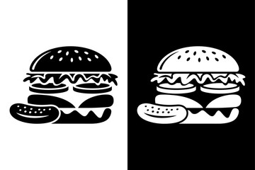 Classic Hamburger Icon Design. Flat Burger Silhouette Vector