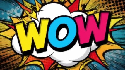 Colorful Comic Book Style Wow Text Graphic. - Powered by Adobe
