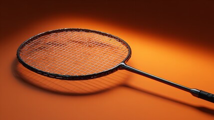 Black badminton racket isolated on white background
