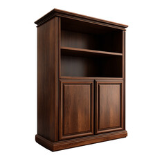 Wooden bookcase with two shelves and doors