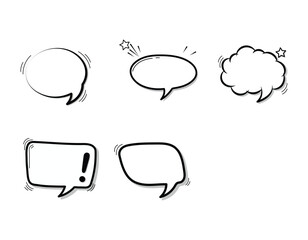 Set of hand drawn speech bubbles for communication