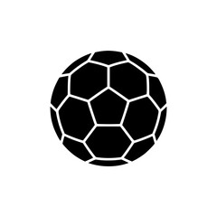 Naklejka premium Silhouette of classic black soccer ball with pentagon and hexagon pattern