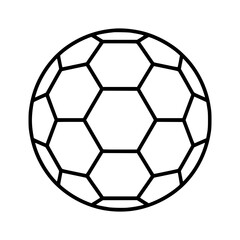 Fototapeta premium Black outline illustration of a classic handball with geometric hexagon and pentagon pattern