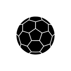 Naklejka premium Silhouette of classic black soccer ball with pentagon and hexagon pattern
