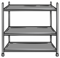 Obraz premium Three-Shelf Storage Unit Cartoon Rack for Books or Shoes Organization