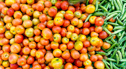 Fresh Ripe Tomatoes at Local Indian Vegetable Market for sell