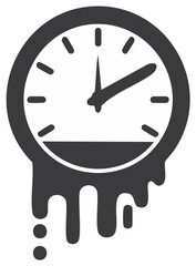 Melting Clock Symbolizing Time Passing or Time Warp