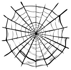 Obraz premium Black and white illustration of a spider web, Halloween graphic