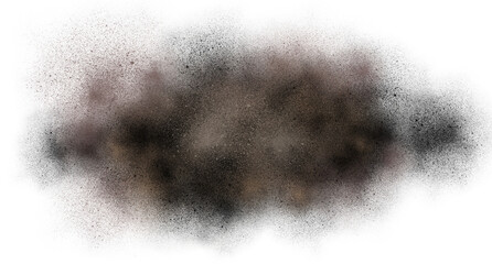 Dark Brown Dust Explosion Effect on Transparent Background