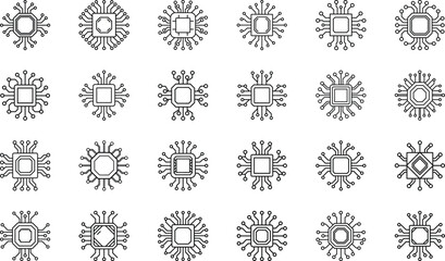 Neural Network Brain, Robotics Arm, Cloud Computing, Data Analytics, AI Chip, Chatbot Assistant, Blockchain, IoT, Automation, and Future Technology Vector Illustration Pack