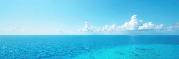 Vast, endless ocean meeting the clear sky at the horizon Peaceful, tranquil scene with calming blue and turquoise tones Perfect for travel, nature, and serenity themes , aquatic, peace, endless