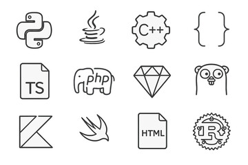 Icon file icons face java kotlin javascript elephant programming brackets go language