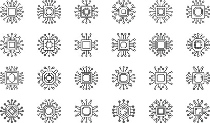 Neural Network Brain, Robotics Arm, Cloud Computing, Data Analytics, AI Chip, Chatbot Assistant, Blockchain, IoT, Automation, and Future Technology Vector Illustration Pack