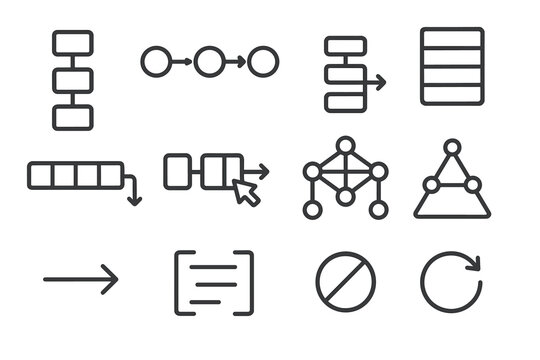 Icons vector structures lifo linked table icon data fifo null pointer network