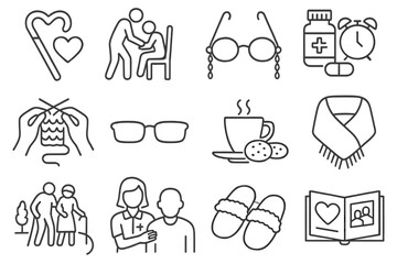 Helping icon icons vector elderly shawl care nurse warm photo medicine tea
