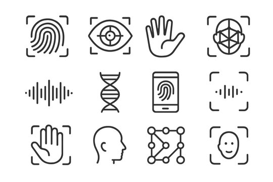 Dna biometric grid outline icon id profile scan symbol face vector fingerprint