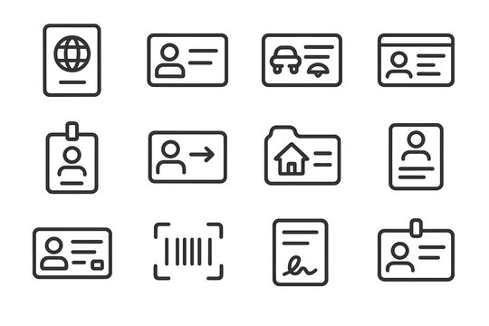 Vector id employee proof icon card document file form icons identity name