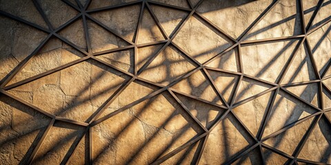 Abstract Geometric Wall Texture with Intersecting Metal Framework and Shadow Play